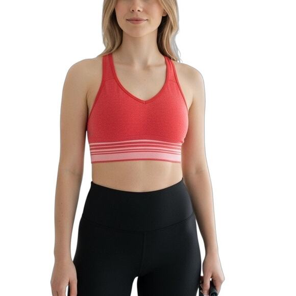 Lolë Seamless Sports Bra Pink Strappy Activewear Adjustable Straps L/XL - Picture 1 of 8